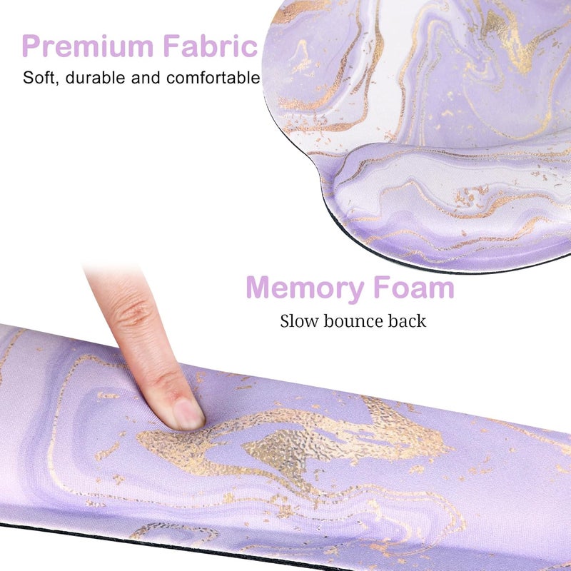 JIGOO Ergonomic Mouse Pad with Wrist Rest and Keyboard Wrist Rest, Memory Foam Wrist Rest for Computer Keyboard, Easy Typing, Pain Relief, Mouse Pad Wrist Support for Gaming,Office, Laptop, Purple Marble - Image 3
